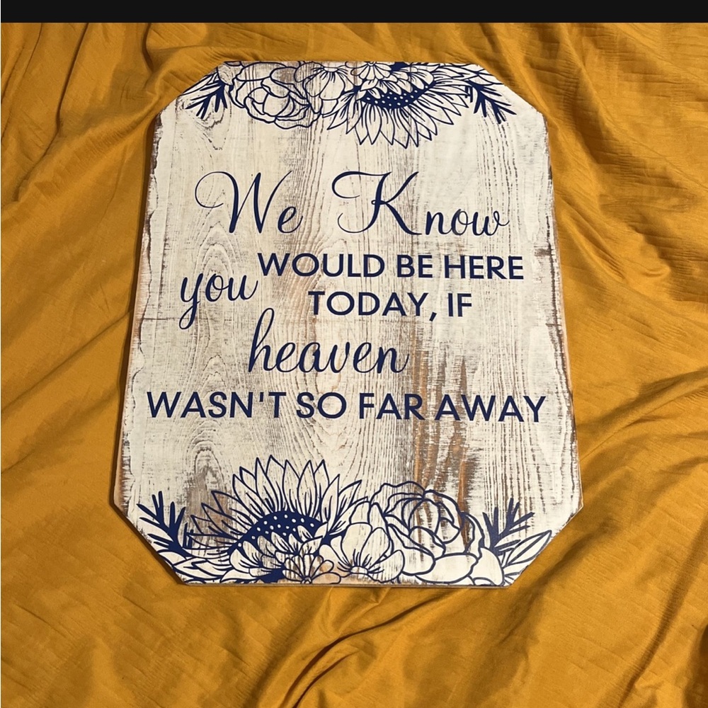 Sign for Memorial at a Wedding with Blue Text